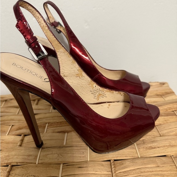 Boutique 9 Red Slingback Heels with Peep-Toe and Stiletto - Picture 1 of 8